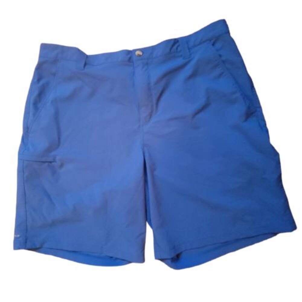 Columbia Mens Blue PFG Omni Shield‎ Flat Front Fishing Chino Shorts Size 42X10
